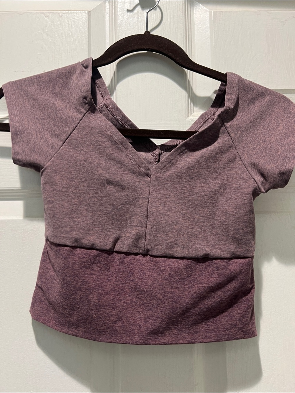 Beyond Yoga Two-Tone Mauve Heather Crop Top